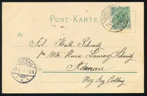 AK Lyrik Gedicht Wir Schwalben sind wieder eingezogen ..., MARIADORF 23.1.1900