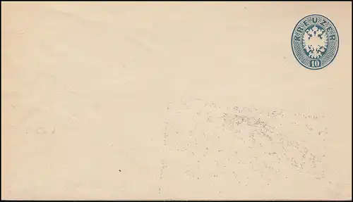 Österreich Umschlag 19 Doppeladler 10 Kreuzer 1863 ungebraucht, Mängel