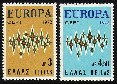 Union européenne 1972 Grèce 1106-1107, taux ** / NHM
