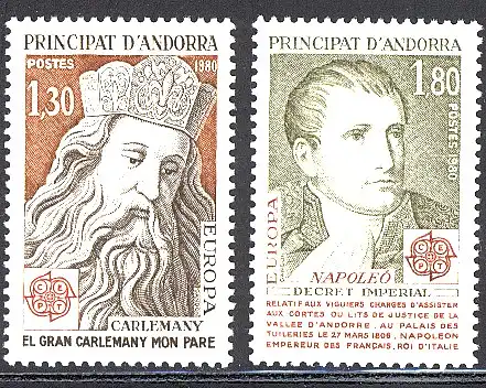 Europaunion 1980 Andorra (Französische Post) 305-306, Satz ** / MNH