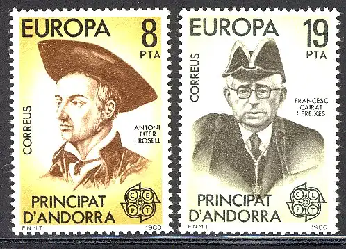 Europaunion 1980 Andorra (Spanische Post) 131-132, Satz ** / MNH