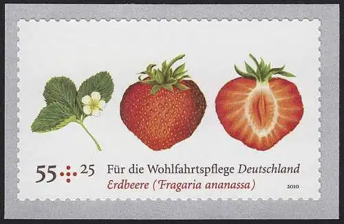2777 Erdbeere selbstklebend aus Rolle, 10 Einzelmarken, alle postfrisch **