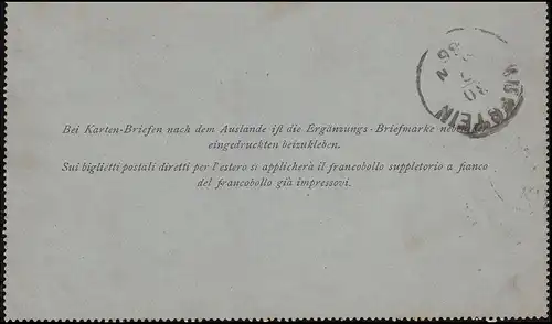 Autriche Carte de la carte K 10 KÖSSEN 30.7.1886 sur KUFSTEIN 30.07.86 vers Nuremberg
