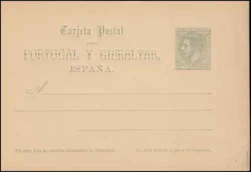 Spanien Postkarte P 12 König Alfons XII. Doppelkarte 5/5 Cs, **
