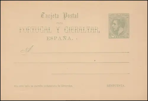 Espagne Carte postale P 12 Roi Alfons XII. Carte double 5/5 Cs, **