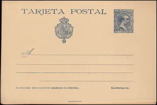 Espagne Carte postale P 31 Roi Alfons XIII. 15/15 Centimos, non utilisé, défauts, etc.
