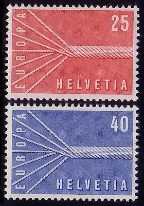 Europaunion 1957 Schweiz 646-647x (dickes Papier), Satz ** / MNH