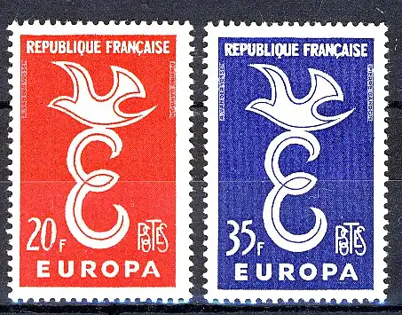 Europaunion 1958 Frankreich 1210-1211, Satz ** / MNH