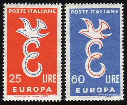 Europaunion 1958 Italien 1016-1017, Satz ** / MNH