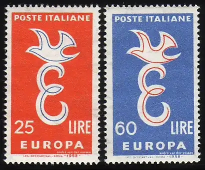 Union européenne 1958 Italie 1016-1017, taux ** / NHM