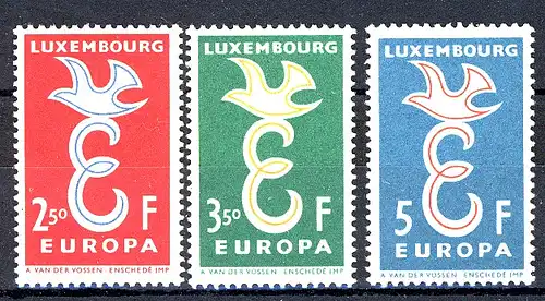Europaunion 1958 Luxemburg 590-592, Satz ** / MNH