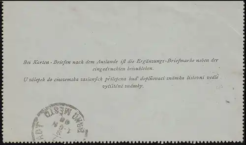 Autriche Carte de crédit K 9 BLANSKO 7.9.1889 vers BRÜNN VADT BRNO MESTO 7.9.89