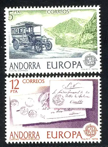 Union européenne 1979 Andorre (Post espagnol) 123-124, phrase ** / MNH
