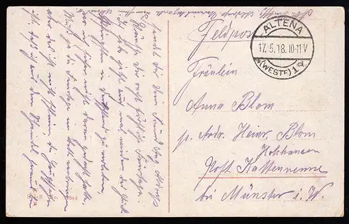 AK Pfingstgrüße - Kinder in Frühlingslandschaft, Feldpost ALTENA (WESTF) 17.5.18