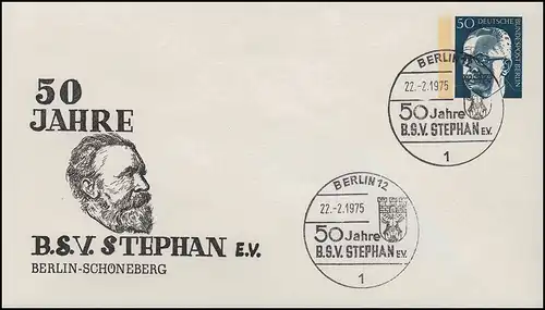 Berlin PU 50/3 50 Jahre BSV Stephan e.V., passender SSt BERLIN 22.2.1975