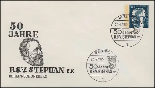 Berlin PU 50/3 50 ans BSV Stephan e.V., SSt BERLIN 22.2.1975