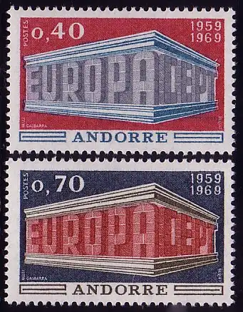 Europaunion 1969 Andorra (Französische Post) 214-215, Satz ** / MNH
