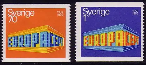 Europaunion 1969 Schweden 634-635A, Satz senkrecht gezähnt ** / MNH