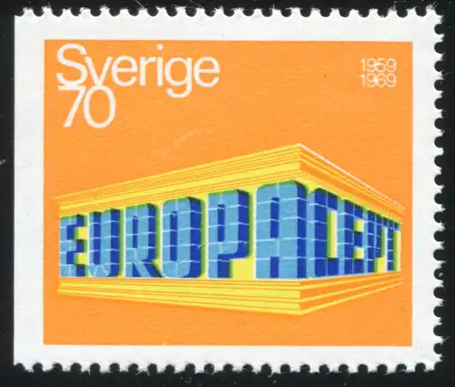 Union européenne 1969 Suède 634Dl, marque coupée à gauche ** / MNH
