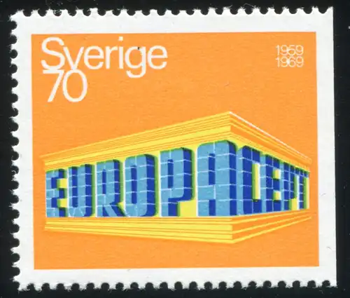 Europaunion 1969 Schweden 634Dr, Marke rechts geschnitten ** / MNH