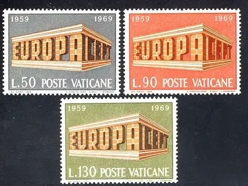Europaunion 1969 Vatikanstaat 547-549, Satz ** / MNH