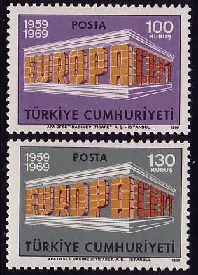 Union européenne 1969 Turquie 2124-2125, phrase ** / MNH