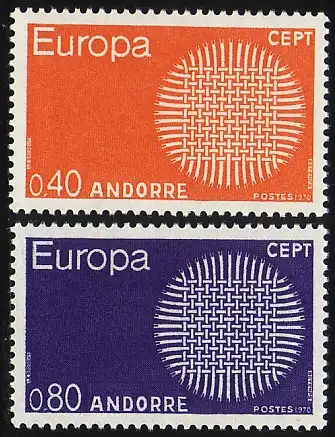 Europaunion 1970 Andorra (Französische Post) 222-223, Satz ** / MNH