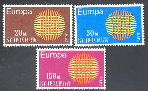 Europaunion 1970 Zypern 332-334, Satz ** / MNH