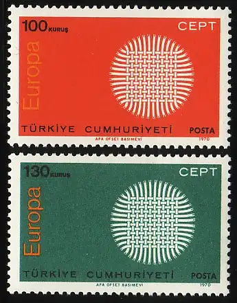 Union européenne 1970 Turquie 2179-2180, phrase ** / MNH