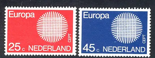 Union européenne 1970 Pays-Bas 942-943, taux ** / NH