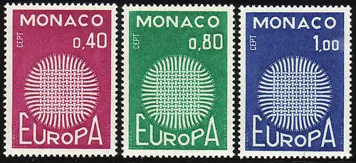 Europaunion 1970 Monaco 977-979, Satz ** / MNH