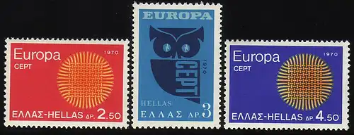 Europaunion 1970 Griechenland 1040-1042, Satz ** / MNH