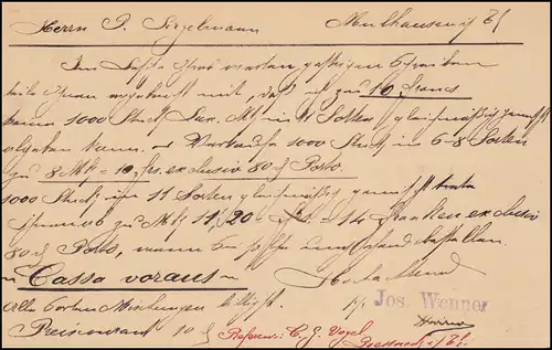 Luxembourg Carte postale P 54 LUXEMBOURG-VILLE 19.10.1896 n. MÜHLHUSEN/THUR. 20.10.