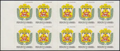 Andorre (Post français) Carnets de marques 0-8 Armoiries Ordino ** / MNH