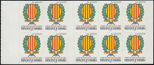 Andorre (Post français) Carnets de marques 0-11 Armoiries Sant Julia de Loria **