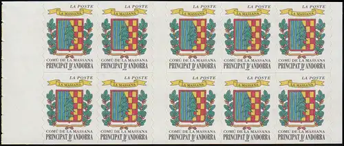 Andorra (Französische Post) Markenheftchen 0-9 Wappen Massana ** / MNH
