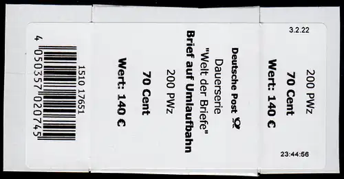 3670 Lettre en orbite 70 cents - Banderole / autocollants du rouleau de 200