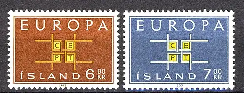 Europaunion 1963 Island 373-374, Satz ** / MNH
