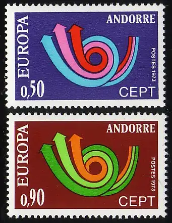 Europaunion 1973 Andorra (Französische Post) 247-248, Satz ** / MNH