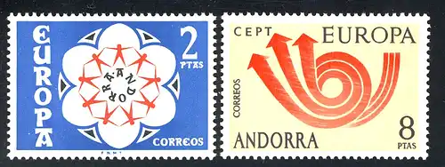 Union européenne 1973 Andorre (Post espagnol) 84-85, phrase ** / MNH
