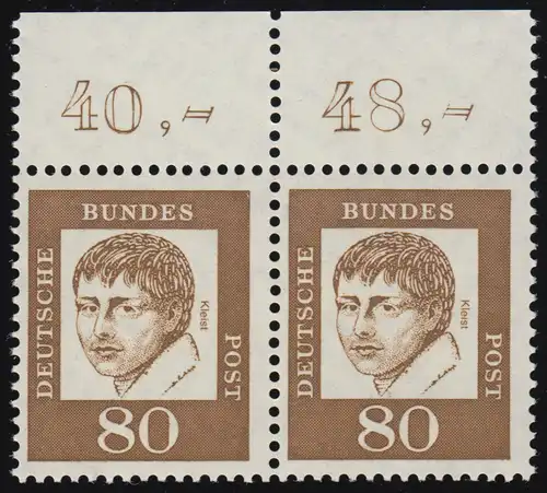 359 Bed. Deutsche 80 Pf Paar OR ** postfrisch