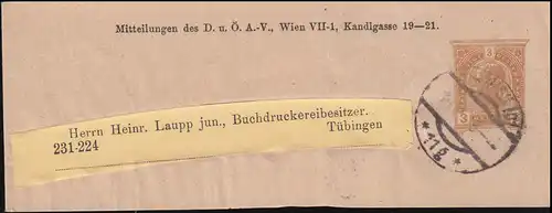 Autriche Streifband S 6 Empereur Franz Joseph 3 Heller, WIENNE 1903 da Tübingen