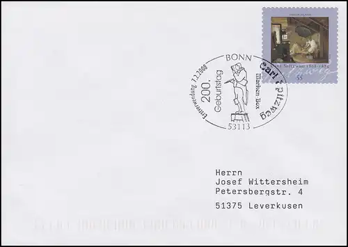 2648 Spitzweg autocollant de rouleau, FDC premier tampon d'utilisation Bonn