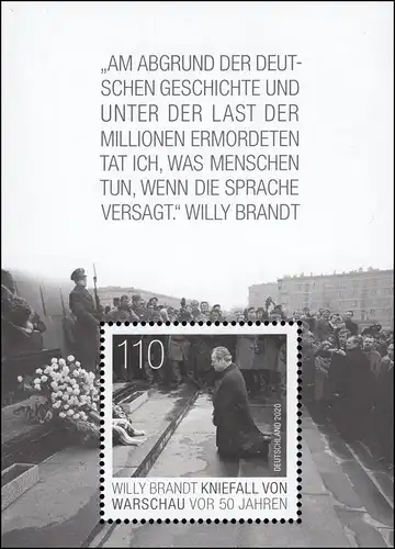 Block 87 Willy Brandt - Kniefall von Warschau, ** postfrisch
