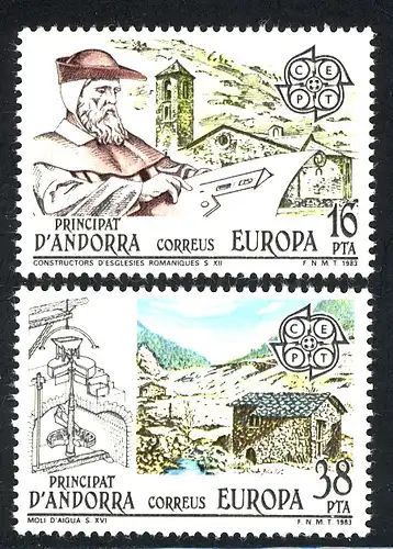 Union européenne 1983 Andorre (Post espagnol) 165-166, phrase ** / MNH