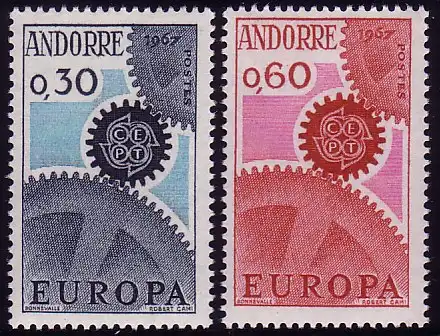 Europaunion 1967 Andorra (Französische Post) 199/200, Satz ** / MNH