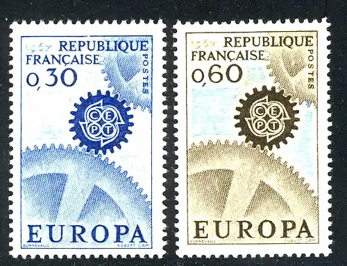 Europaunion 1967 Frankreich 1578-1579, Satz ** / MNH