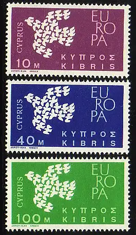 Europaunion 1961 Zypern 197-199, Satz ** / MNH