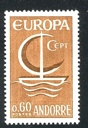 Europaunion 1966 Andorra (Französische Post) 198, Marke ** / MNH