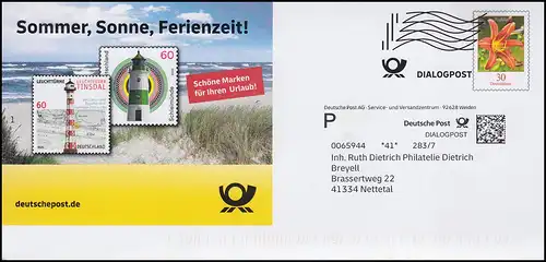 Plusbrief Dialogpost Blume Taglilie 30 Cent Leuchttürme Tinsdal Schleimühle 2021